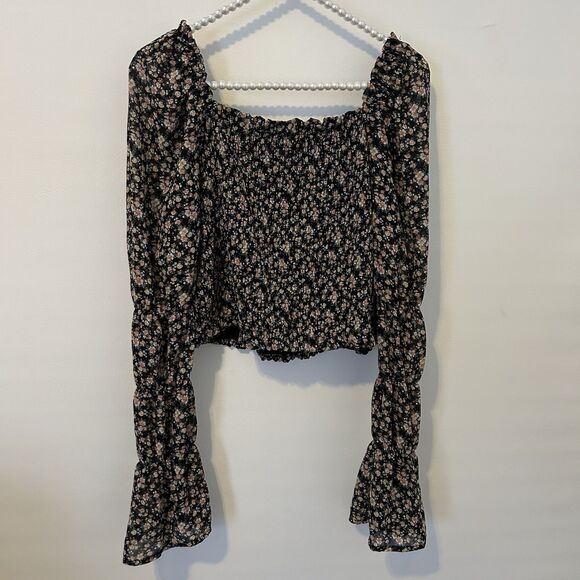 Womens Dark Ditsy Floral Dark Fairy Whimsigoth Top Size 1X Sheer Long Sleeve NWT - Picture 13 of 13